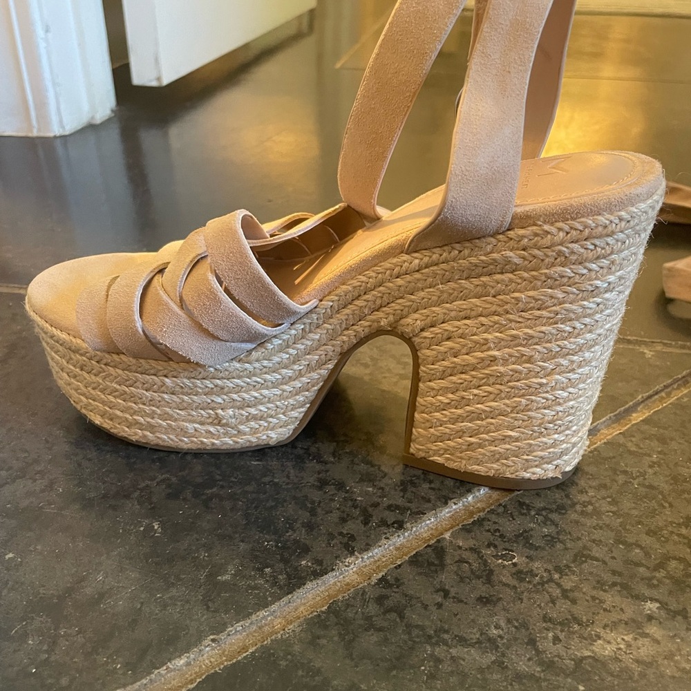 Elegant Beige Platform Wedge Sandals